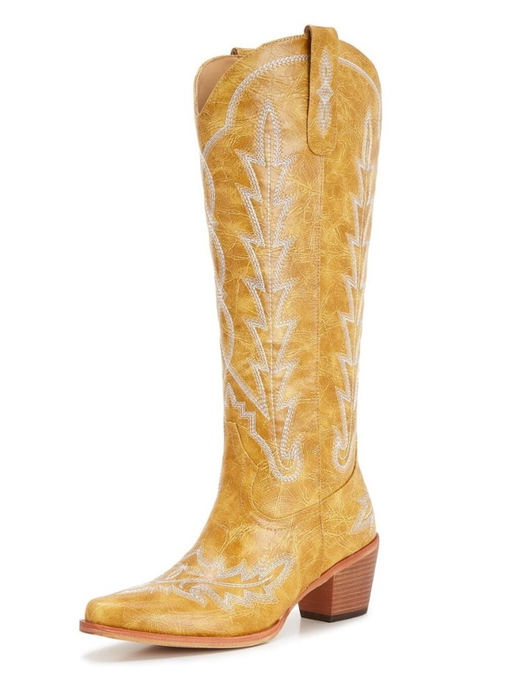 Cowboy Boots For Women - Western Knee High Cowgirl Boots with Snip Toe, 3" Wood